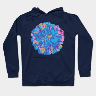 CHRYSANTHEMUMS Abstract Big Flower Summer Bright Floral - Blue Pink Purple Green Dark Blue - UnBlink Studio by Jackie Tahara Hoodie